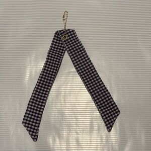 Checkered Deep Purple and White Purse Scarf Keychain